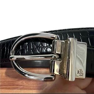Ralph Lauren Black Crocodile Embossed Belt